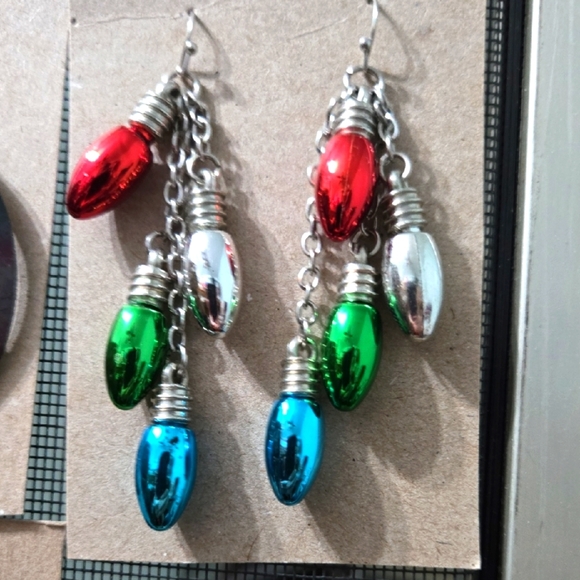 Colorful Christmas Light Bubs  Drop Earrings - Picture 1 of 6